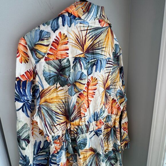 Chico’s 3P Jungle Palms Linen Utility Duster Jacket US 16/18P Multi-Color - Picture 6 of 8
